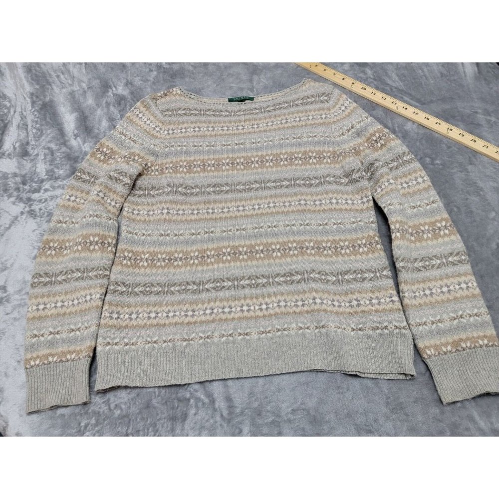 Lauren Ralph Lauren Womens soft Knit Sweater XL silver tencel Nordic Snowflake